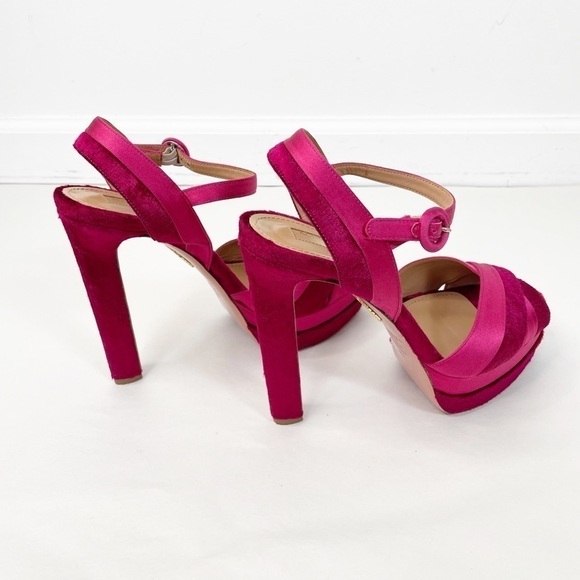 Aquazzura Satin Velvet Coquette Platform Heels - Picture 4 of 7
